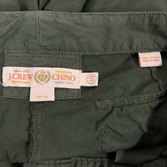 J Crew Weathered Olive Green City Fit Broken In Chino Classic Twill Shorts Sz 10 - Picture 8 of 11